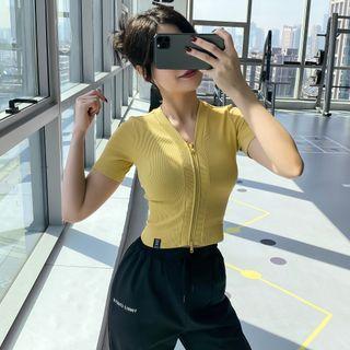 Short-sleeve Zip-up Sports T-shirt