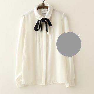Tie-collar Long-sleeve Blouse