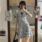 Short-sleeve Cow Print A-line Dress