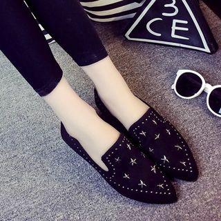 Faux-suede Studded Flat Loafers
