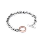 Simple Temperament Rose Gold Geometric Round 316l Stainless Steel Bracelet Silver - One Size