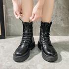 Lace-up Faux-leather Short Boots