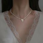 Rhinestone Pendant Freshwater Pearl Necklace Necklace - Rhinestone & Freshwater Pearl - White - One Size