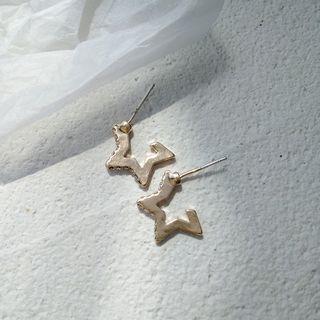 Alloy Rhinestone Star Earring 1 Pair - S925 Silver - As Shown In Figure - One Size