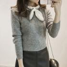 Bow Accent Long Sleeve Knit Top