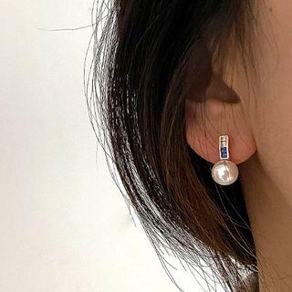Faux Pearl Dangle Earring 1 Pair - Earring - Gold & Blue - One Size