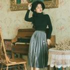 Beaded Accordion Pleat Midi Skirt