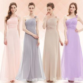 One Shoulder Sheath Chiffon Evening Gown