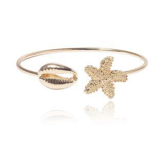 Starfish Shell Alloy Open Bangle 0463 - Silver Starfish - One Size