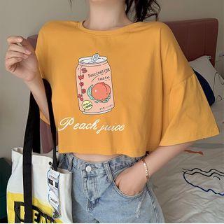 Peach Juice Print Short-sleeve Oversize Tee