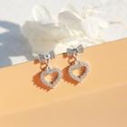 Sterling Silver Cz Heart Drop Earrings