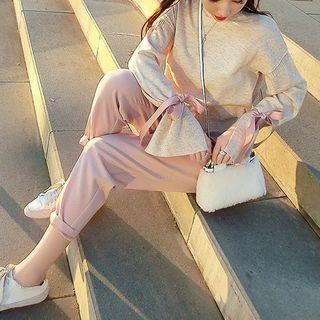 Set: Bow Accent Sweater + Cropped Pants