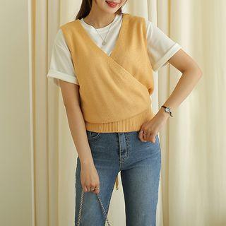 Tie-back Wrap-front Knit Vest