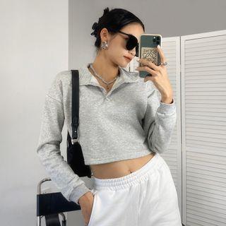 Collared Cropped Sweatshirt