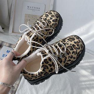 Leopard Print Platform Lace-up Shoes