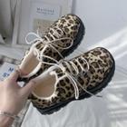 Leopard Print Platform Lace-up Shoes