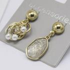 Non-matching Faux Pearl Dangle Earring 1 Pair - White & Gold - One Size