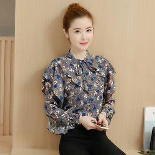 Tie-neck Floral Shirt