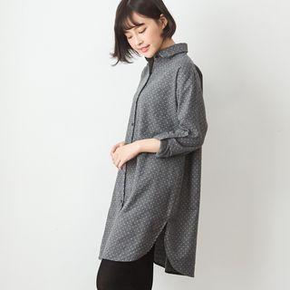 Long Sleeve Dotted Print Shirtdress