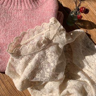 Lace Turtle-neck Blouse As Figure - One Size