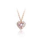 Heart Rhinestone Pendant Sterling Silver Necklaces Gold & Pink - One Size