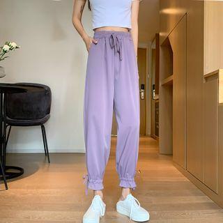 Drawstring Straight-cut Cuff Pants