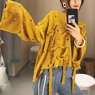 Lace-up Bell-sleeve Sweater