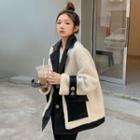 Two Tone Button-up Coat Milky White - One Size