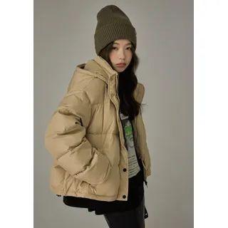 [no One Else] Hooded Checked Puffer Jacket