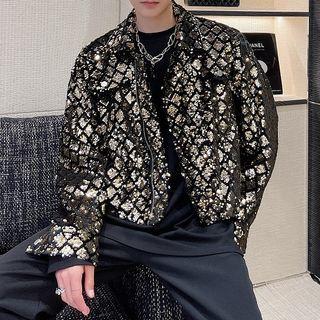 Velvet Sequined Crop Jacket