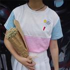 Embroidered Colour Block Short-sleeve T-shirt