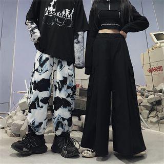 Printed Cropped Harem Pants / Pocket Detail Wide-leg Pants