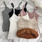 Spaghetti Strap Fleece-lined Knit Top