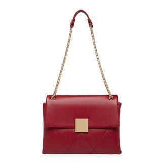 Chain Strap Flap Hobo Bag Red - One Size