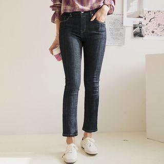 Hidden-band Straight-cut Raw-denim Jeans