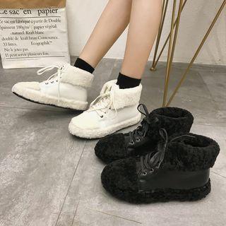 Lace-up Furry Ankle Boots