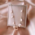 Faux Pearl Alloy Necklace Faux Pearl - Silver - One Size