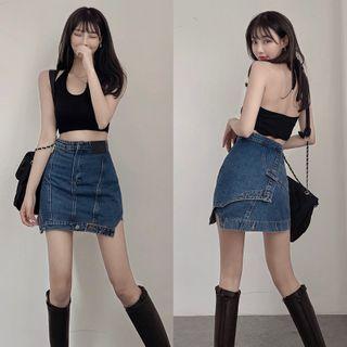 Irregular Slim-fit Denim Skirt