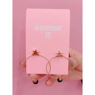 Crescent Moon And Stars Hoop Earrings