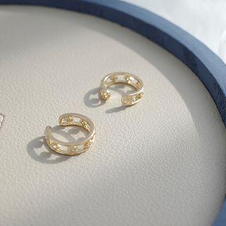 Rhinestone Star Cuff Earring 1 Pair - Clip-on Earrings - Gold - One Size