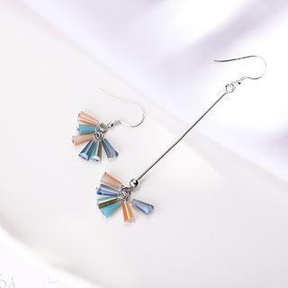 925 Sterling Silver Asymmetric Crystal Drop Earring 1 Pair - 925 Silver - As Shown In Figure - One Size