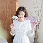 Puff-sleeve Eyelet-lace Empire Dress