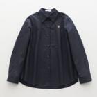 Embroider Loose-fit Shirt Sapphire Blue - One Size