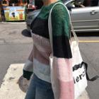 Extra Long-sleeve Rainbow-stripe Sweater