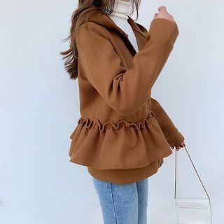 Frill Trim Hooded Zip Jacket