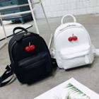 Faux Leather Cherry Accent Backpack