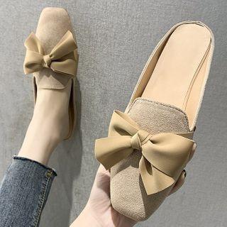 Square Toe Bow Flat Mules