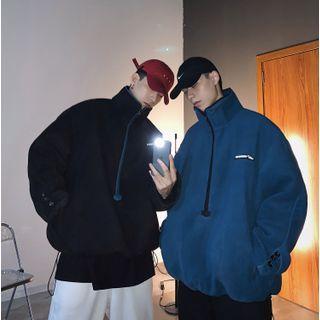 Lettering Half-zip Fleece Jacket