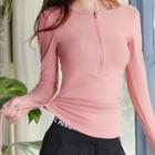 Half-zip Long-sleeve Drawstring Sports T-shirt