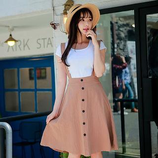 Set: Round-neck T-shirt + Suspenders Skirt